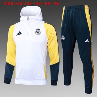 Enfant Training Capuche Real Madrid 2024 2025 Blanc Jaune Enfant Training Capuche Real Madrid 2024 2025 Blanc Jaune