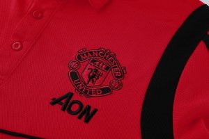 Polo Ensemble Complet Manchester United 2019 2020 Bordeaux Noir