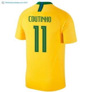 Maillot Brésil Domicile Coutinho 2018 Jaune Maillot Brésil Domicile Coutinho 2018 Jaune