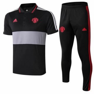 Polo Ensemble Complet Manchester United 2018 2019 Noir Gris Polo Ensemble Complet Manchester United 2018 2019 Noir Gris
