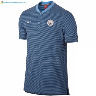 Polo Manchester City 2017 2018 Gris Bleu Polo Manchester City 2017 2018 Gris Bleu