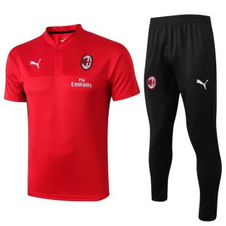 Polo Ensemble Complet AC Milan 2019 2020 Rouge Noir