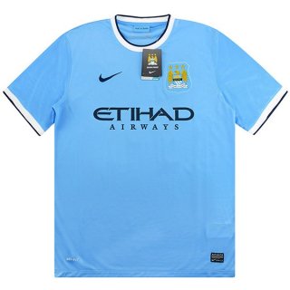 Maillot Manchester City Domicile Retro 2013 2014 Bleu