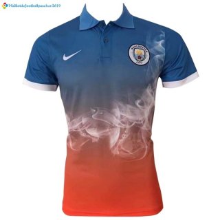 Polo Manchester City 2017 2018 Bleu Orange Polo Manchester City 2017 2018 Bleu Orange