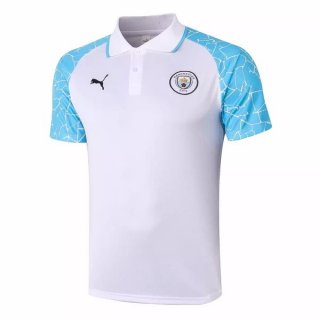 Polo Manchester City 2020 2021 Blanc Bleu