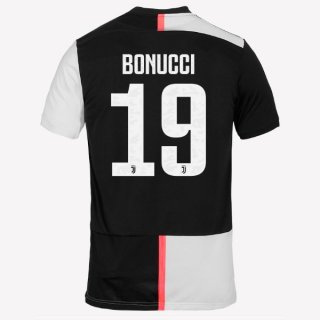 Maillot Juventus NO.19 Bonucci Domicile 2019 2020 Blanc Noir