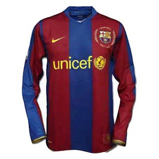 Maillot Barcelona Domicile ML Retro 2007 2008 Bleu Rouge