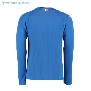 Maillot Italie Domicile Manga Larga 2018 Bleu