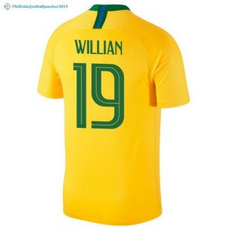 Maillot Brésil Domicile Willian 2018 Jaune Maillot Brésil Domicile Willian 2018 Jaune