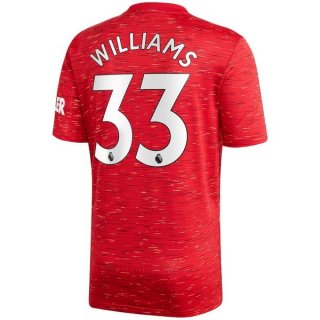 Maillot Manchester United NO.33 Williams Domicile 2020 2021 Rouge Maillot Manchester United NO.33 Williams Domicile 2020 2021 Rouge