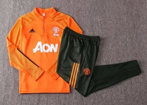 Survetement Manchester United 2020 2021 Orange Noir