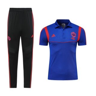 Polo Ensemble Complet Manchester United 2019 2020 Bleu Rouge