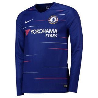 Maillot Chelsea Domicile Manga Larga 2018 2019 Bleu