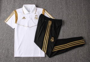 Polo Real Madrid Ensemble Complet 2019 2020 Noir Blanc Or