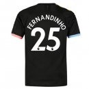 Maillot Manchester City NO.25 Fernandinho Exterieur 2019 2020 Noir