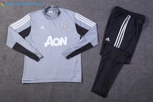 Survetement Manchester United 2017 2018 Gris Clair Noir