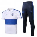 Polo Ensemble Complet Chelsea 2020 2021 Blanc Bleu