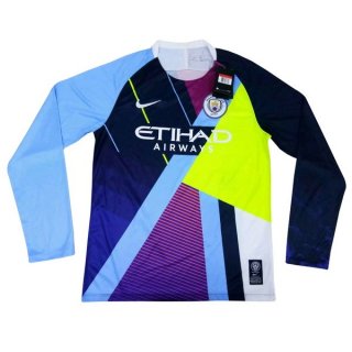 Maillot Manchester City Édition Commémorative ML 2018 2019 Bleu