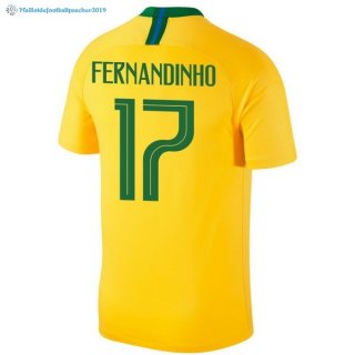 Maillot Brésil Domicile Fernandinho 2018 Jaune