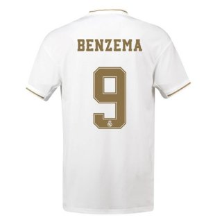 Maillot Real Madrid NO.9 Benzema Domicile 2019 2020 Blanc Maillot Real Madrid NO.9 Benzema Domicile 2019 2020 Blanc