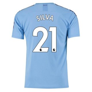 Maillot Manchester City NO.21 Silva Domicile 2019 2020 Bleu Maillot Manchester City NO.21 Silva Domicile 2019 2020 Bleu