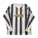 Thailande Maillot Juventus Domicile ML 2020 2021 Blanc Noir