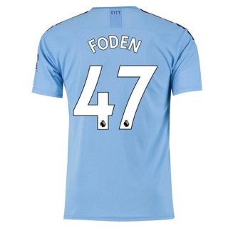 Maillot Manchester City NO.47 Foden Domicile 2019 2020 Bleu