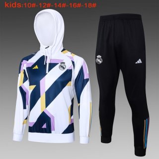 Enfant Sweat Shirt Capuche Real Madrid 2024 2025 Blanc Bleu Enfant Sweat Shirt Capuche Real Madrid 2024 2025 Blanc Bleu