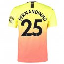 Maillot Manchester City NO.25 Fernandinho Third 2019 2020 Orange