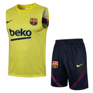 Maillot Barcelona Ensemble Complet Sans Manches 2022 Jaune