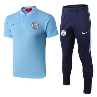 Polo Ensemble Complet Manchester City 2018 2019 Bleu Clair